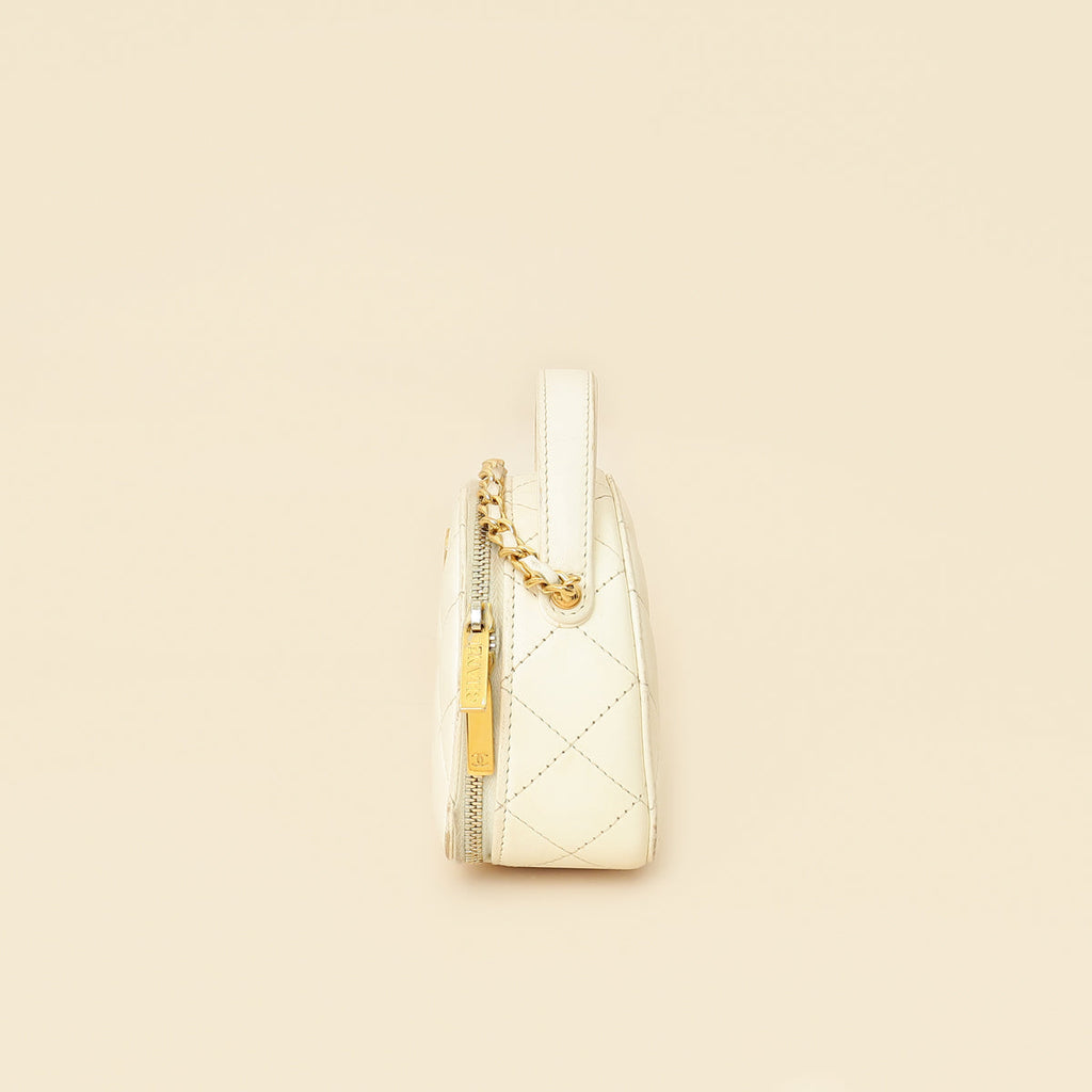 Chanel White Mini Chic Riviera Top Handle Vanity Case