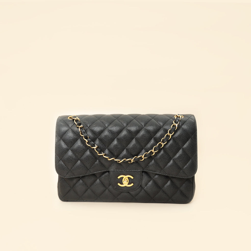 Chanel Black Classic Double Flap Jumbo Bag
