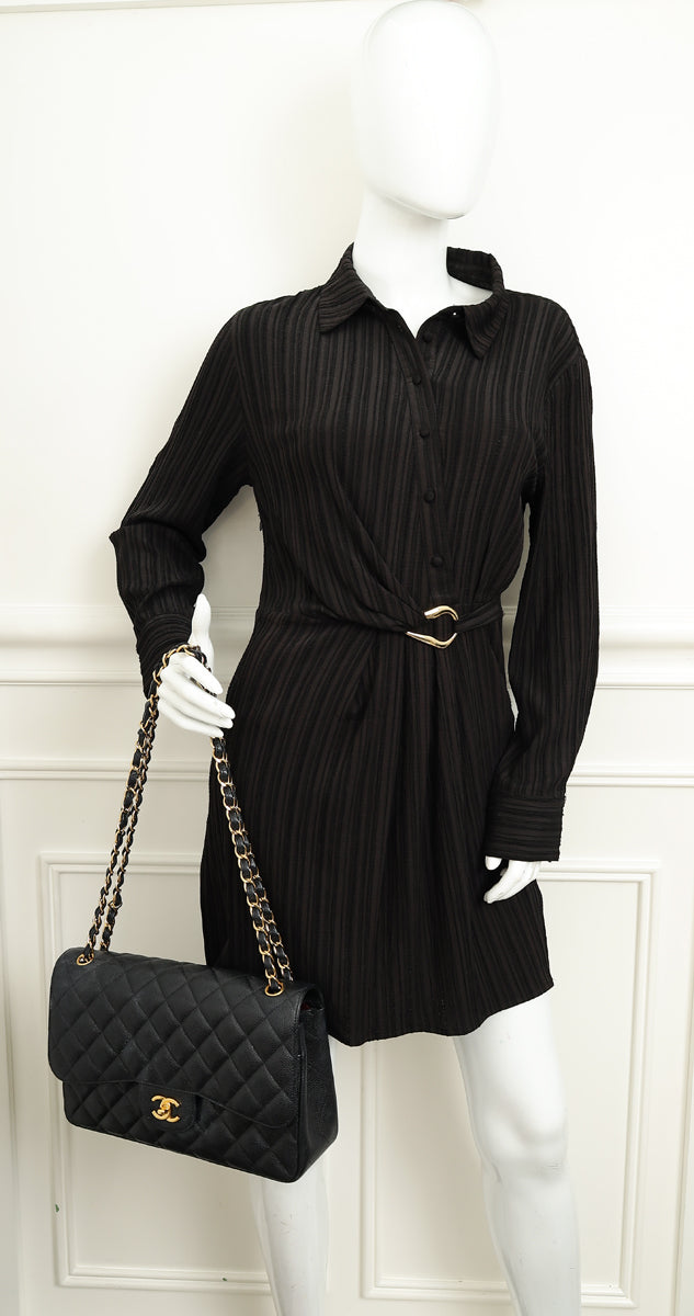 Chanel Black Classic Double Flap Jumbo Bag