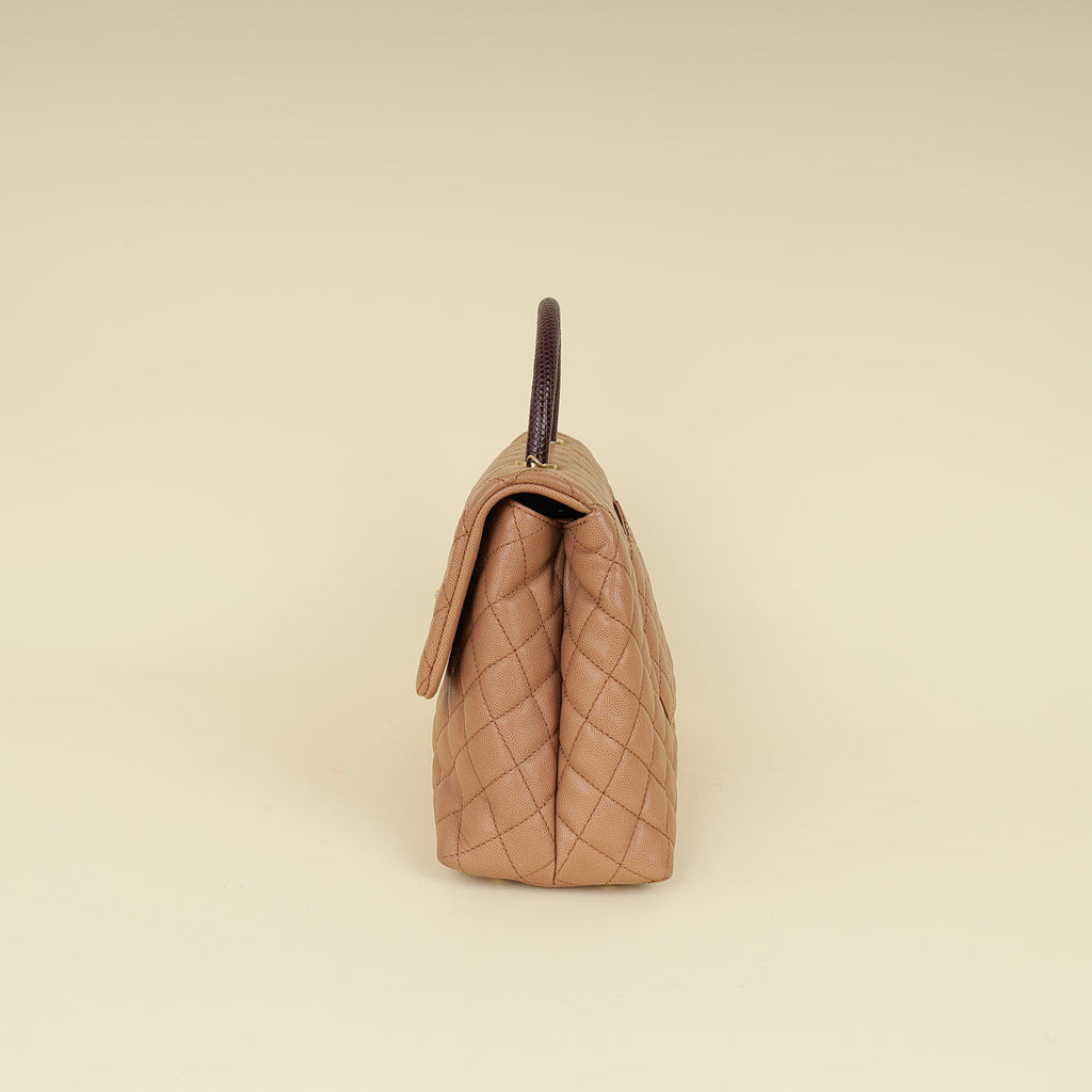 Chanel Bicolor CC Coco Handle Lizard Touch Bag