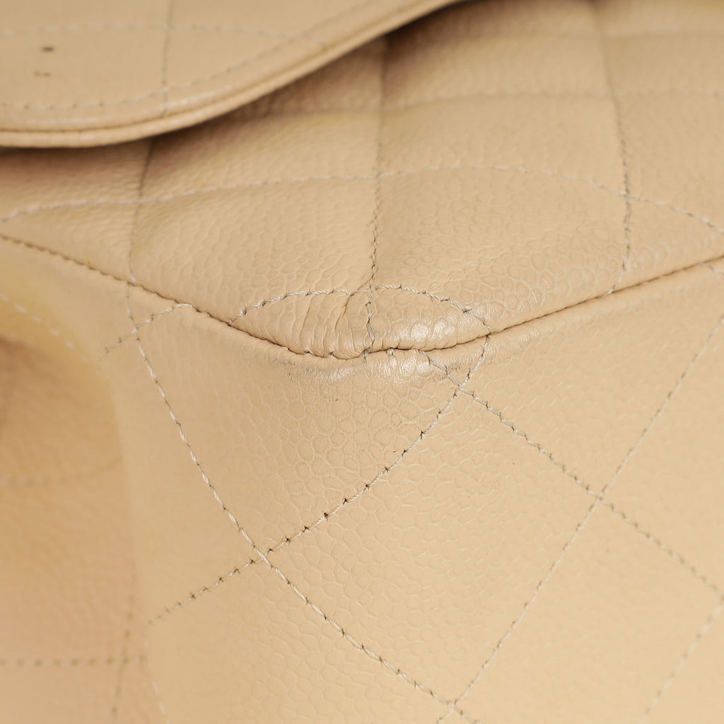 Chanel Beige Classic Double Flap Jumbo Bag
