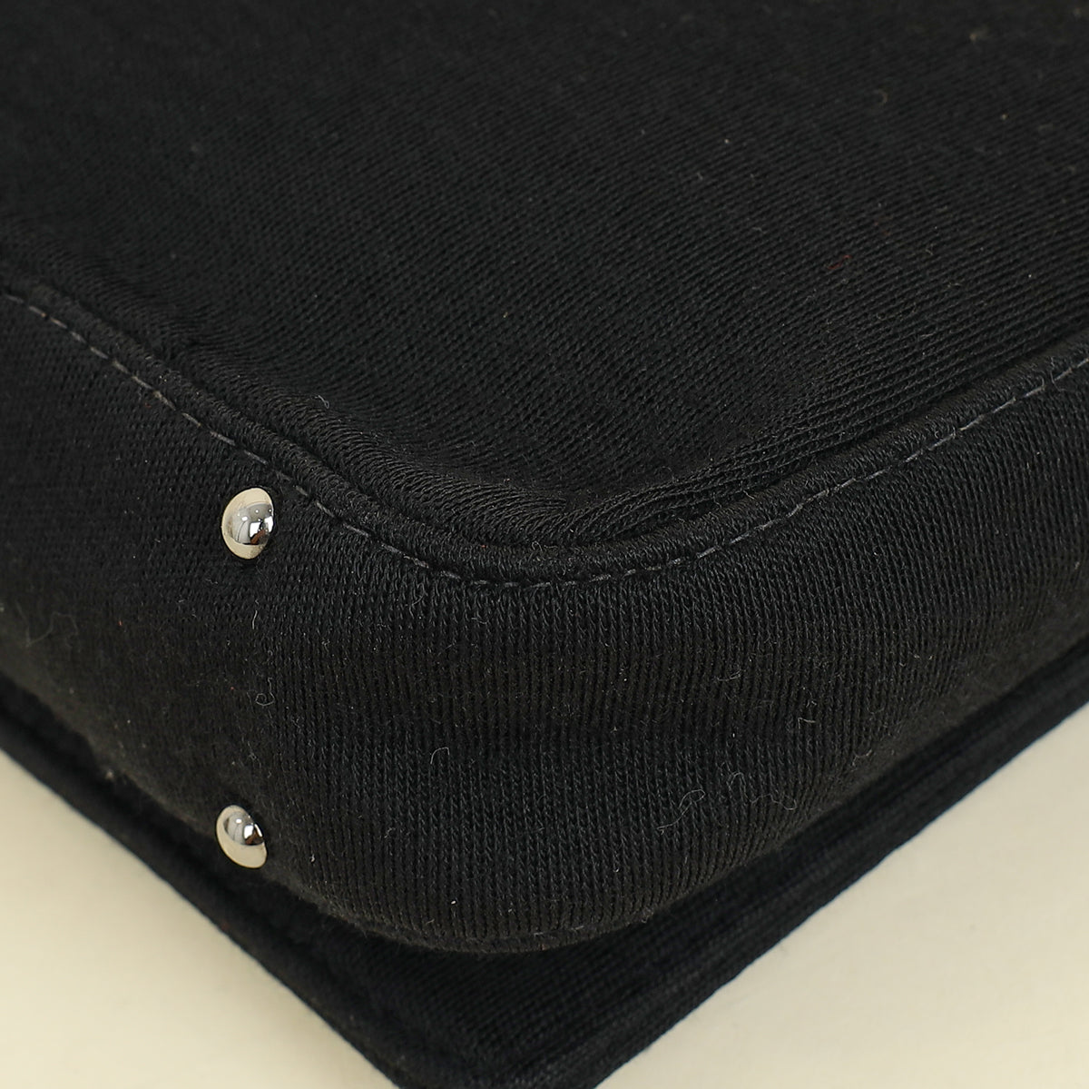 Chanel Black CC Chocolate Bar Cotton Studded Jersey Shoulder Bag