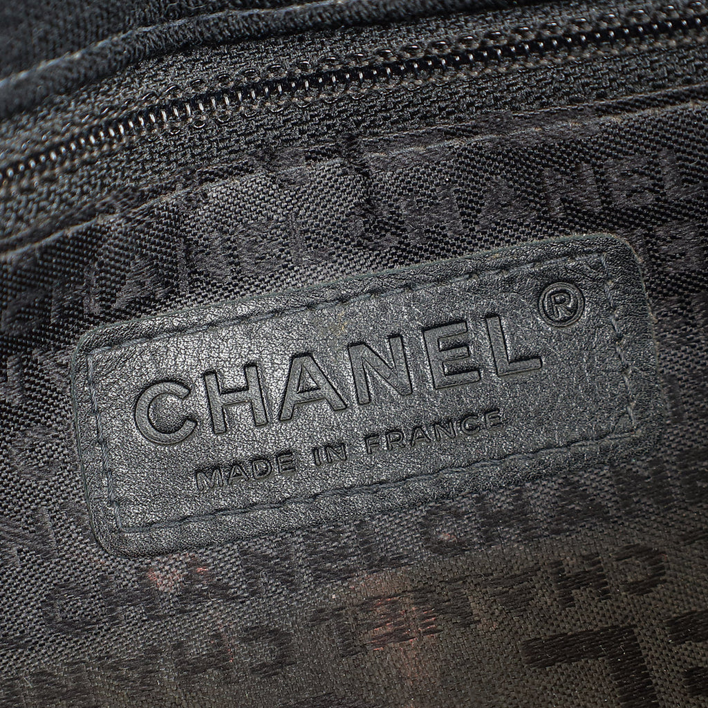 Chanel Black CC Chocolate Bar Cotton Studded Jersey Shoulder Bag
