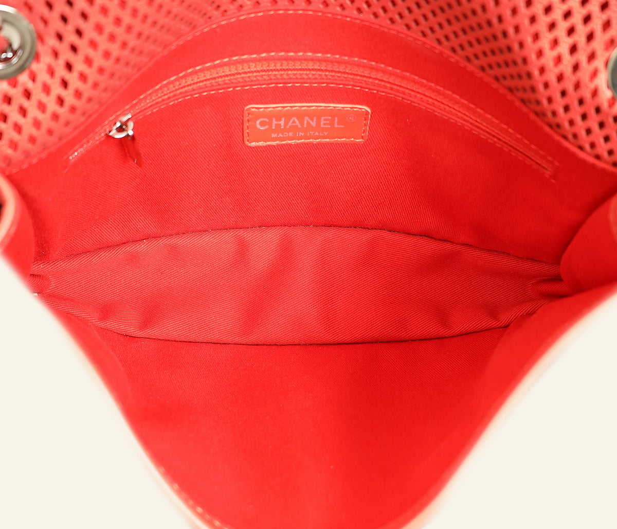 Chanel Red CC Perforated Up in the Air Flap Bag