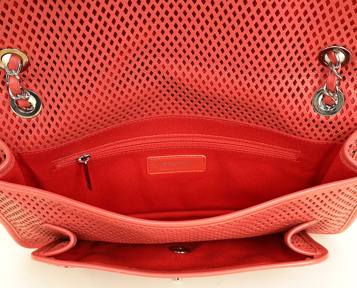 Chanel Red CC Perforated Up in the Air Flap Bag