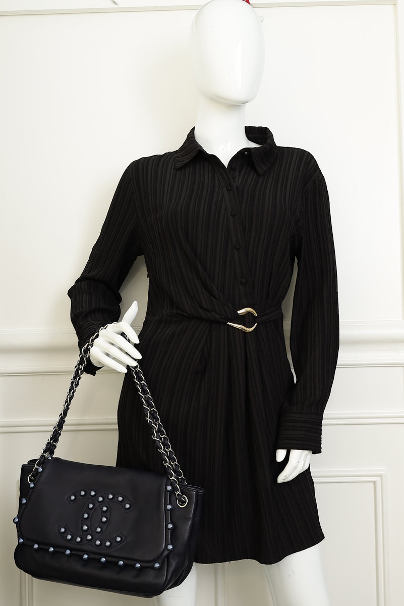 Chanel Dark Blue CC Obsession Pearl Flap Bag