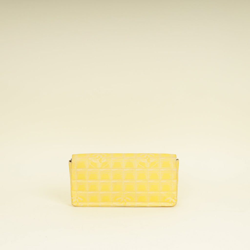 Chanel Yellow CC Chocolate Bar New Travel Lin East West Flap Bag