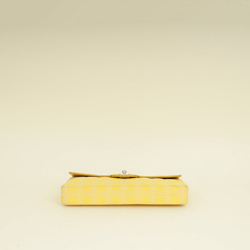 Chanel Yellow CC Chocolate Bar New Travel Lin East West Flap Bag
