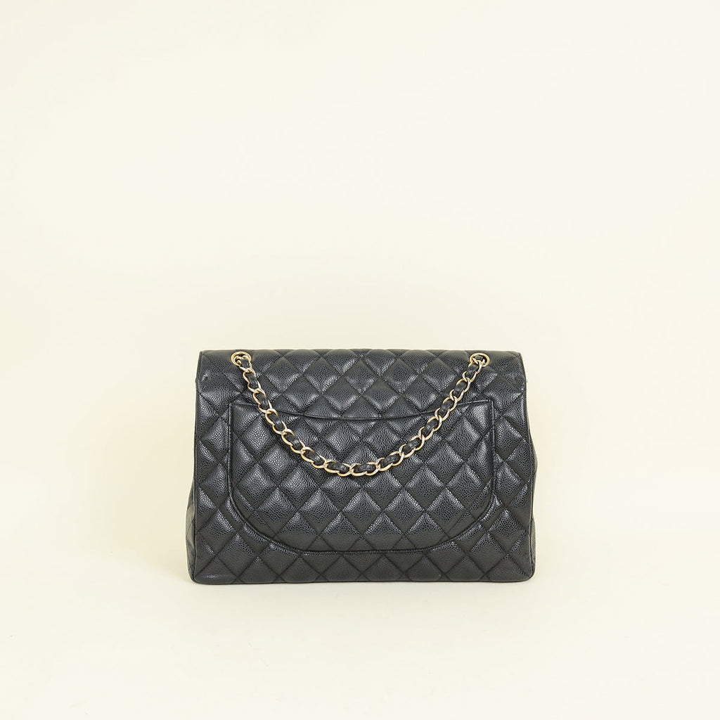 Chanel Black CC Classic Single Flap Maxi Bag