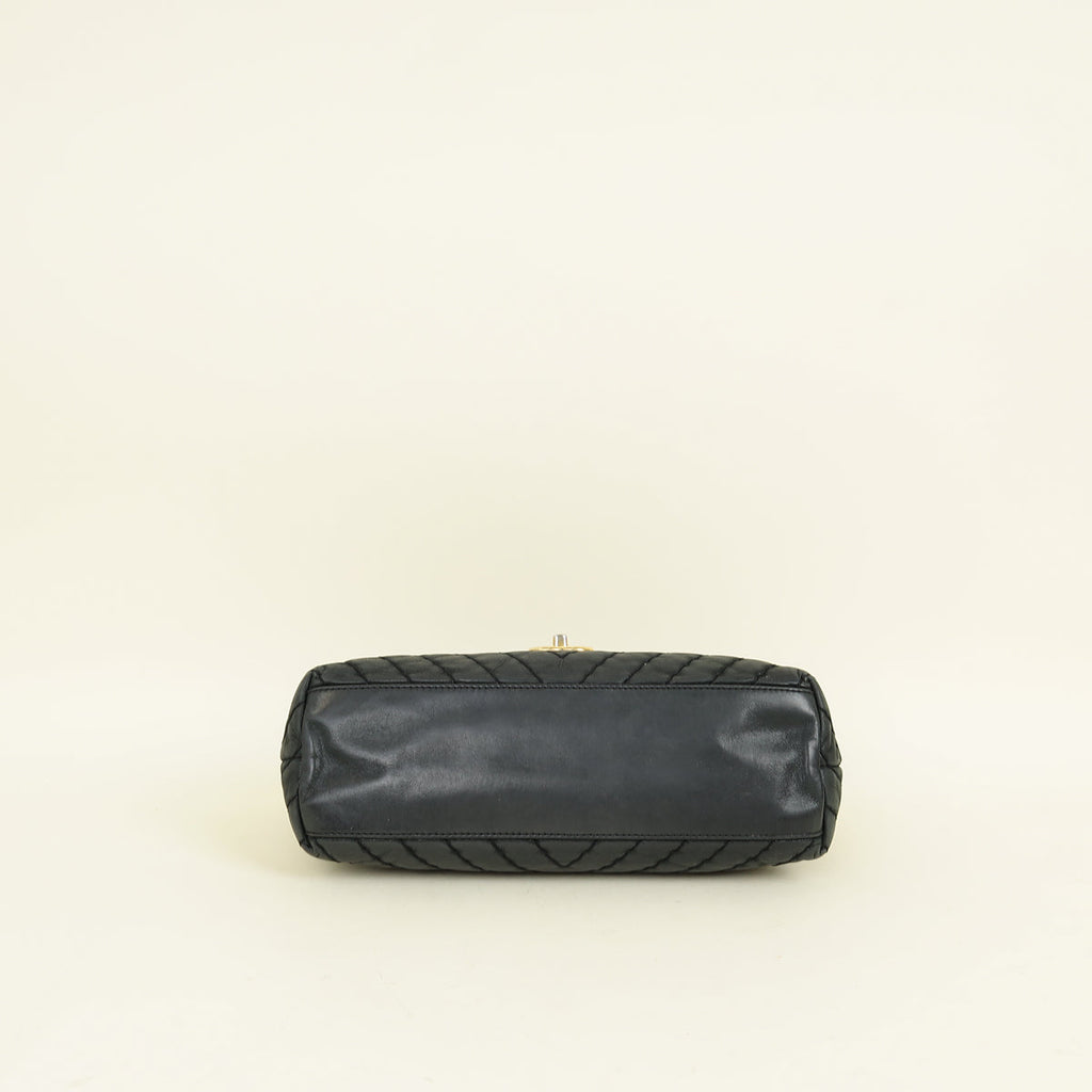 Chanel Black CC Surpique Jumbo Flap Bag