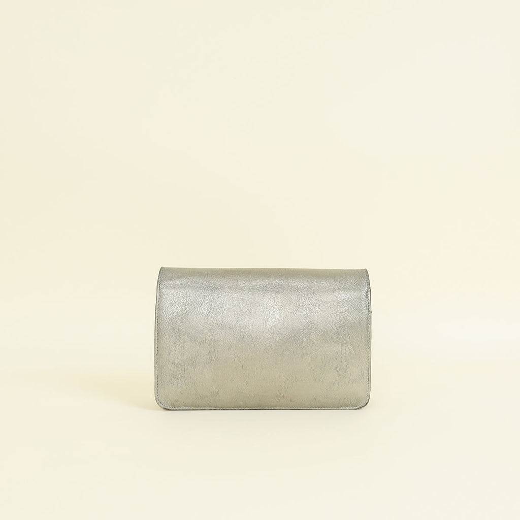 Chanel Metallic Gray Coco Mark Wallet on Chain