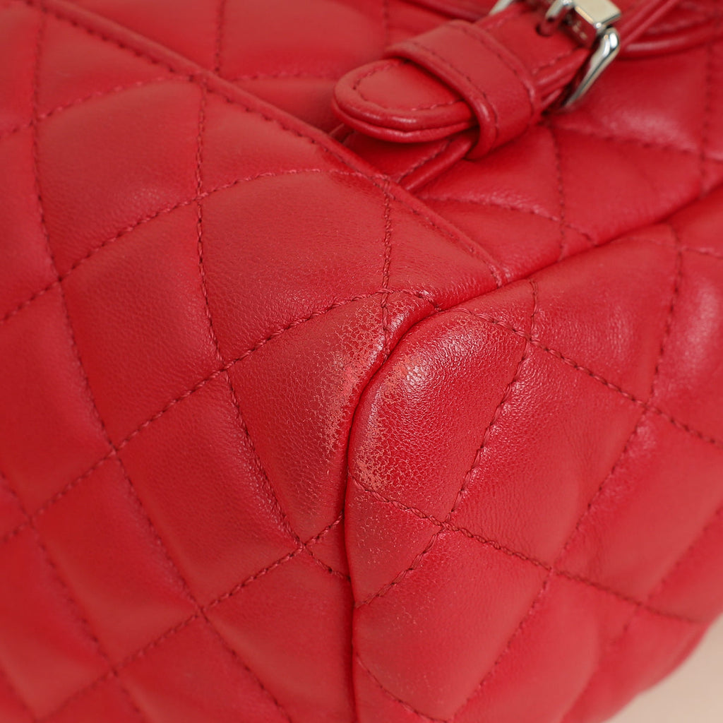 Chanel Red CC Classic Quilted Backpack Bag