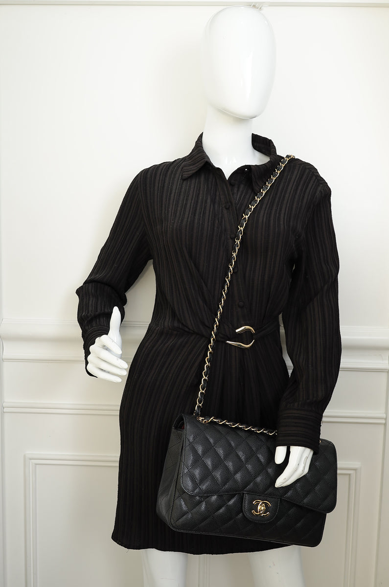 Chanel Black CC Classic Double Flap Jumbo Bag