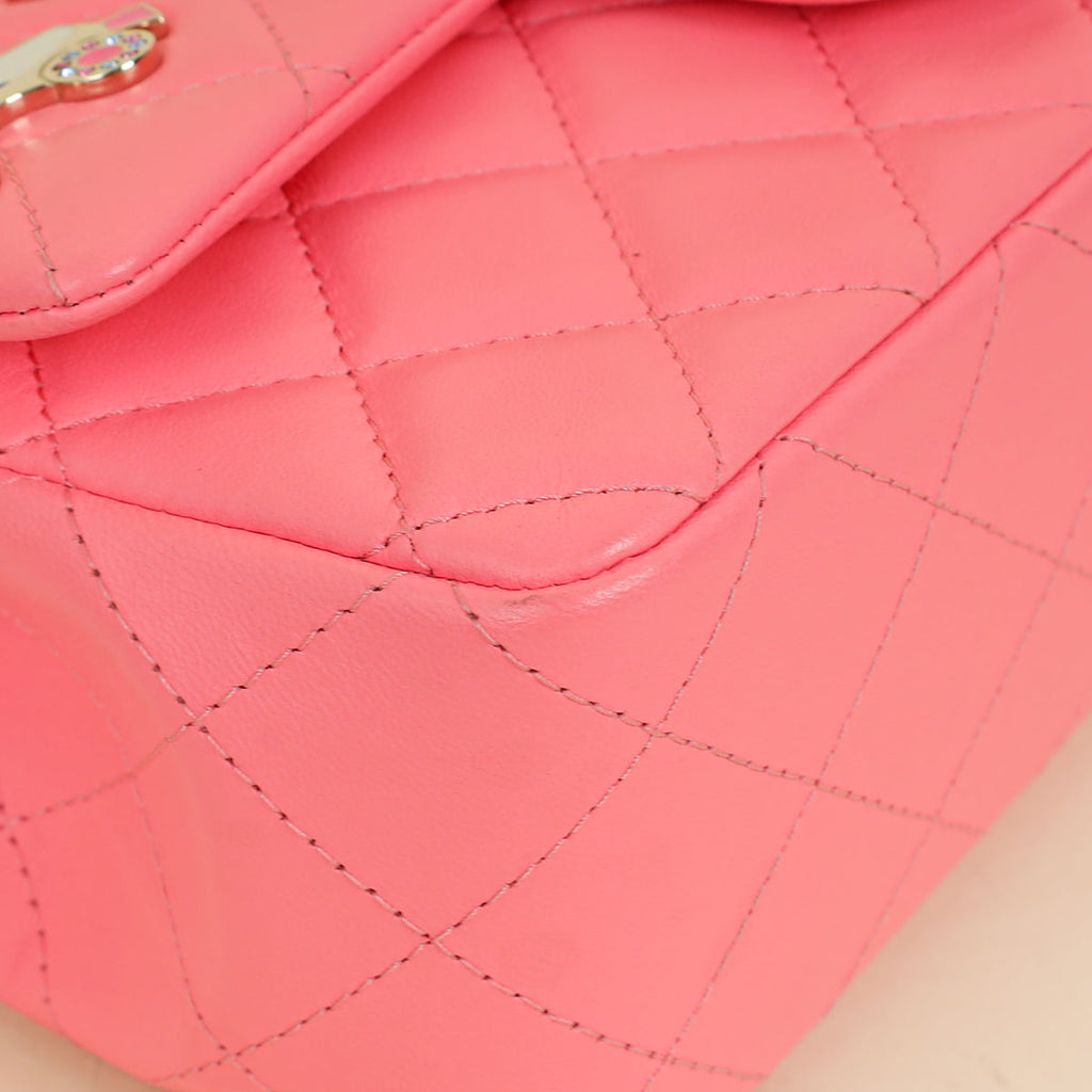 Chanel Pink Mini Rectangular Charms Applique Flap Bag