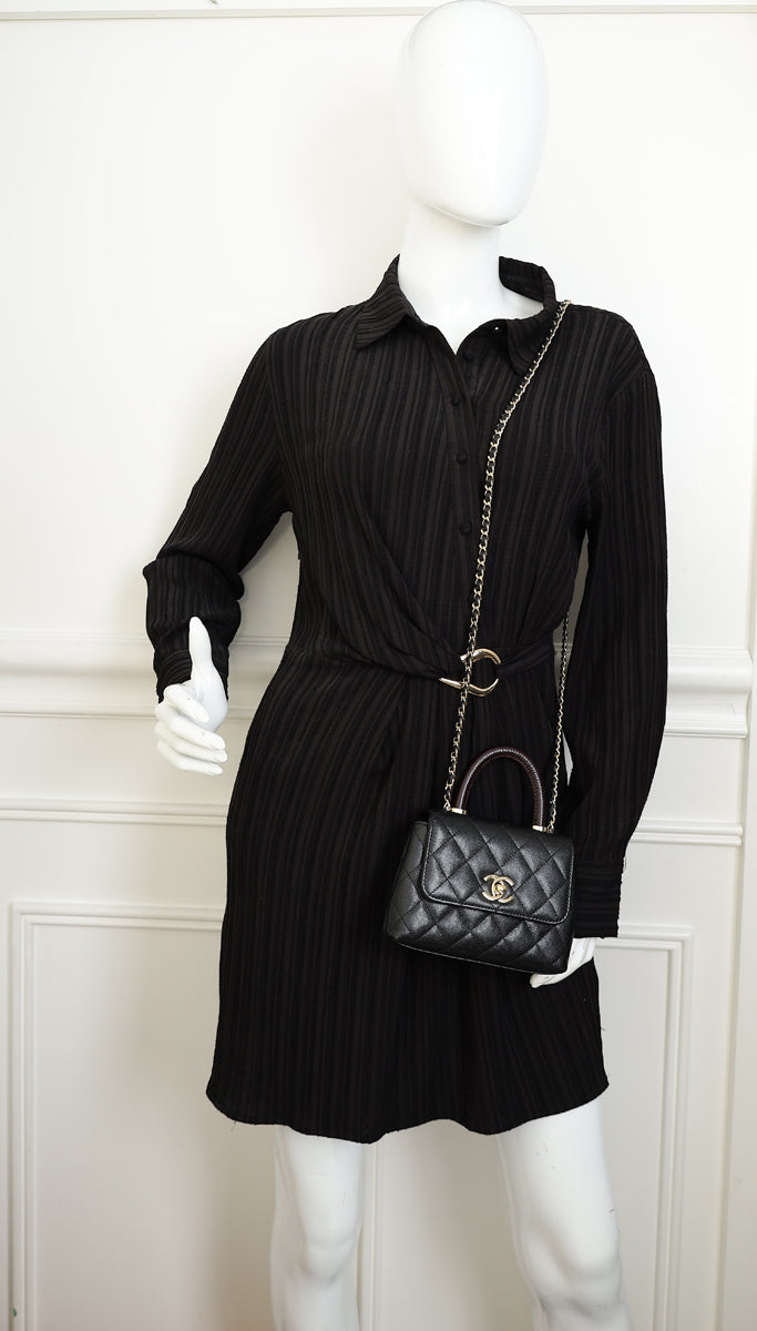 Chanel Black CC Coco Handle Micro Chain Bag