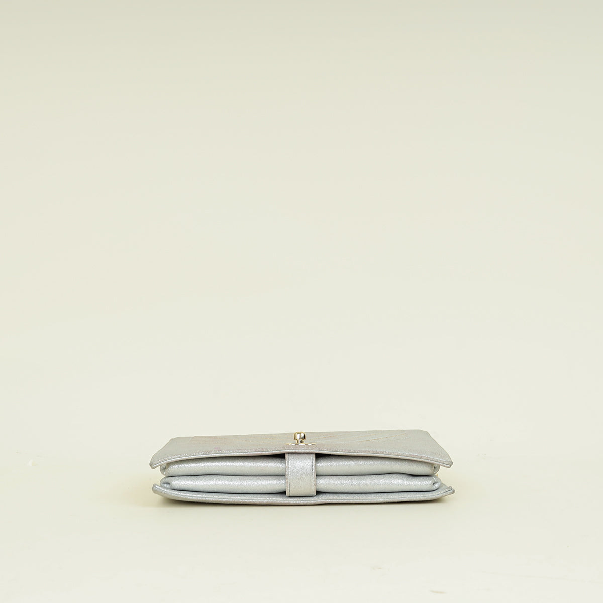 Chanel Silver CC Chevron Nubuck Micro Chain Embellished Flap Bag