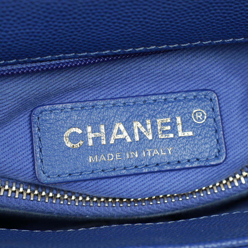 Chanel Royal Blue CC Caviar Top Handle Flap Bag