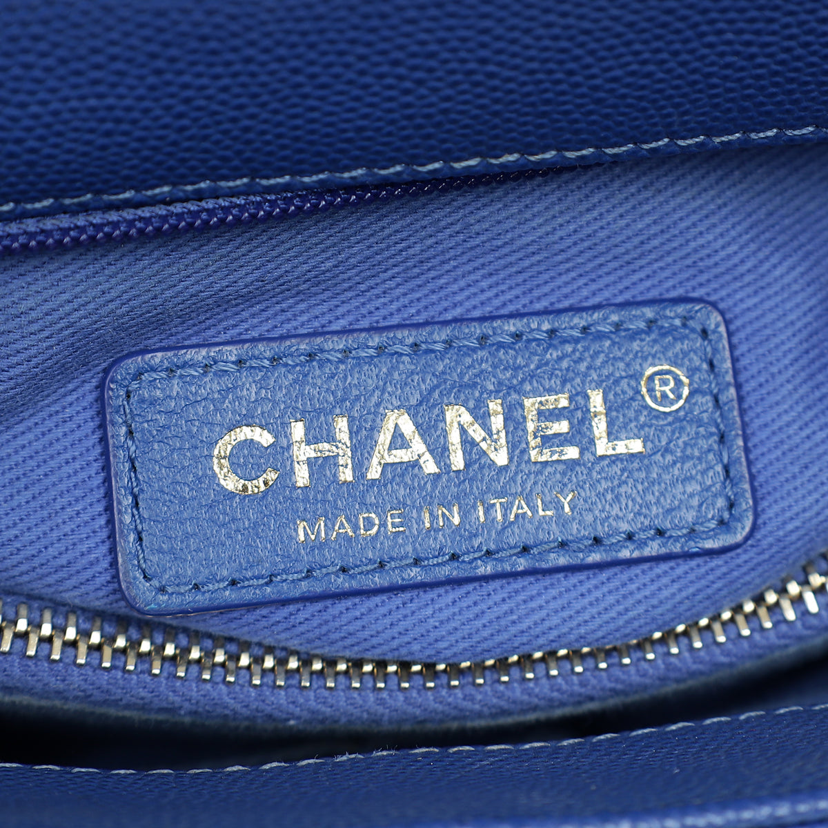 Chanel Royal Blue CC Caviar Top Handle Flap Bag