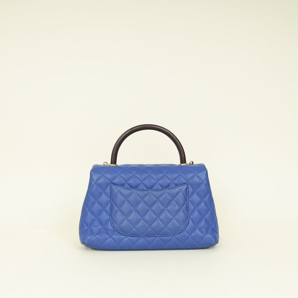 Chanel Royal Blue CC Caviar Top Handle Flap Bag