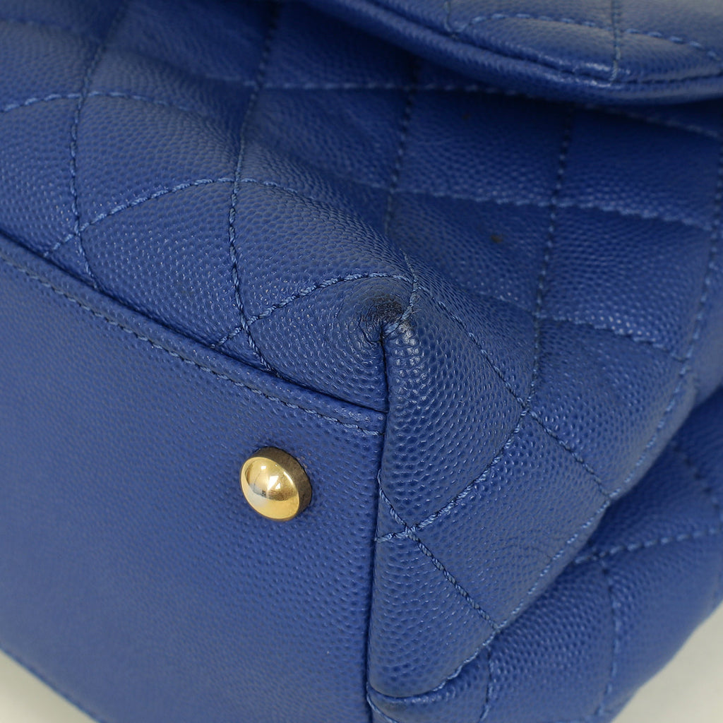 Chanel Royal Blue CC Caviar Top Handle Flap Bag