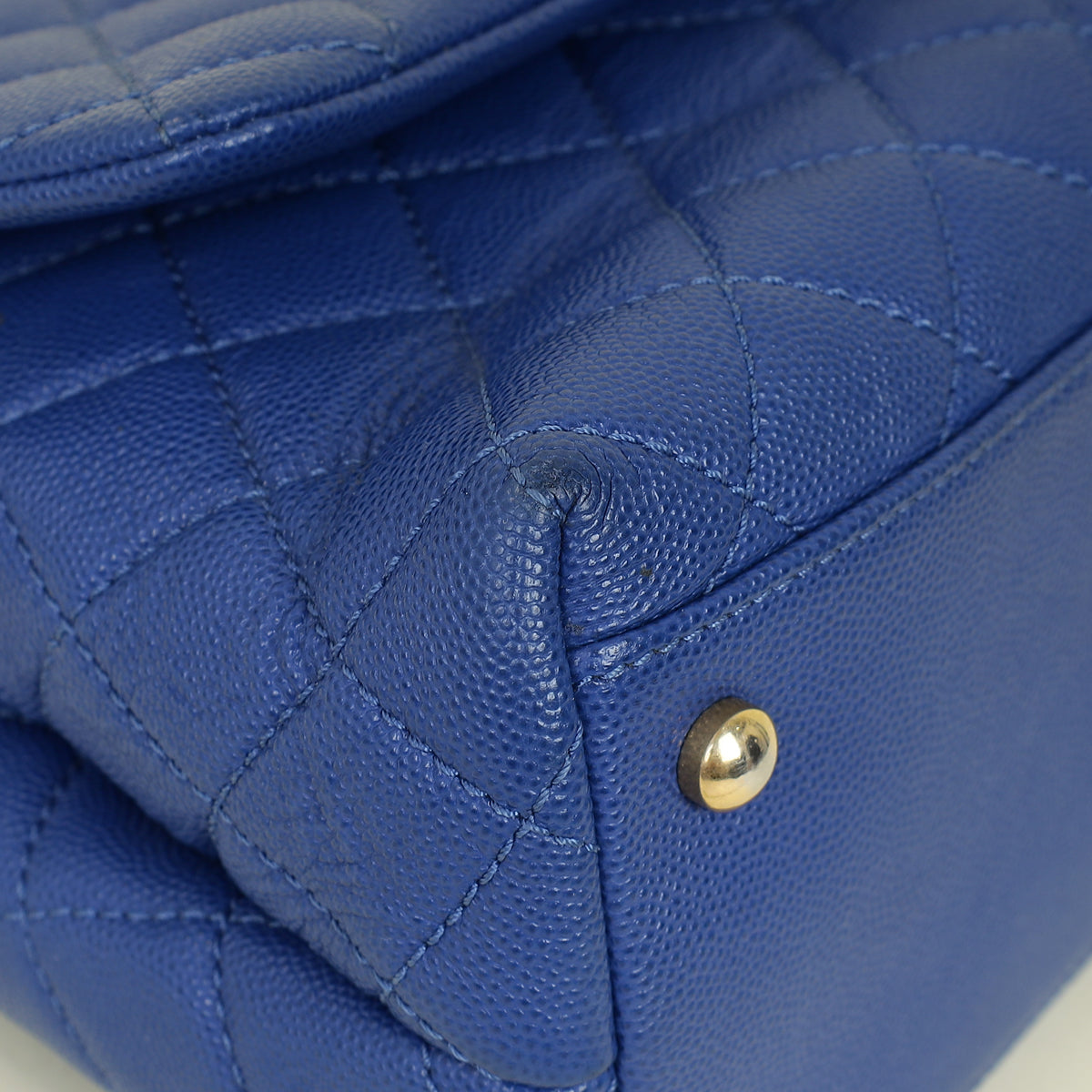 Chanel Royal Blue CC Caviar Top Handle Flap Bag