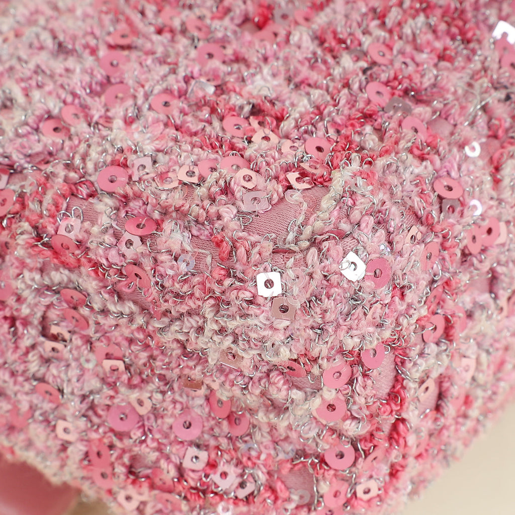 Chanel Pink Tweed Sequins Mini Rectangular Flap Bag