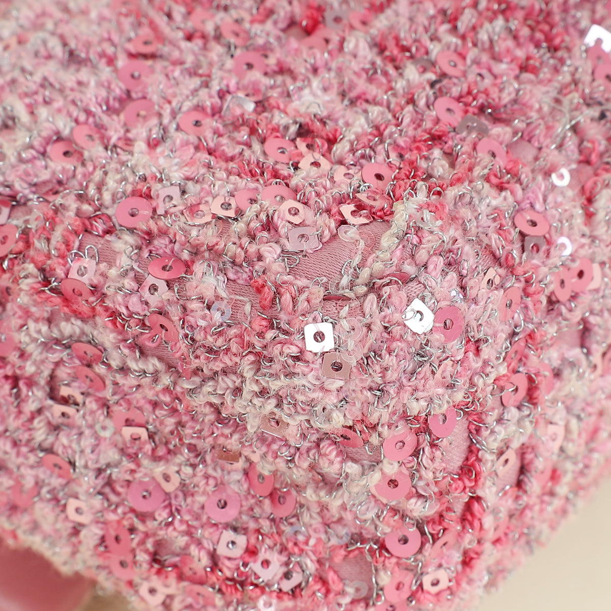 Chanel Pink Tweed Sequins Mini Rectangular Flap Bag