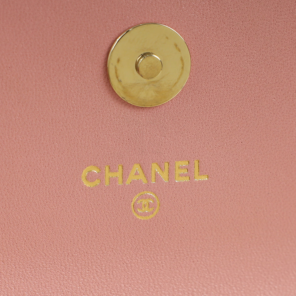 Chanel Light Dusty Pink CC Flower Top Handle Phone Chain Bag