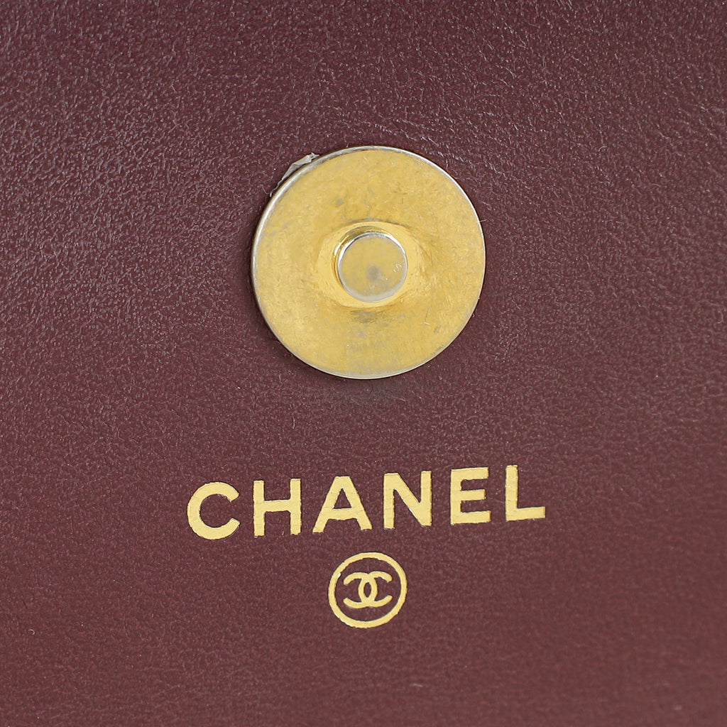 Chanel Burgundy Chain Detail Top Handle Phone Chain Bag