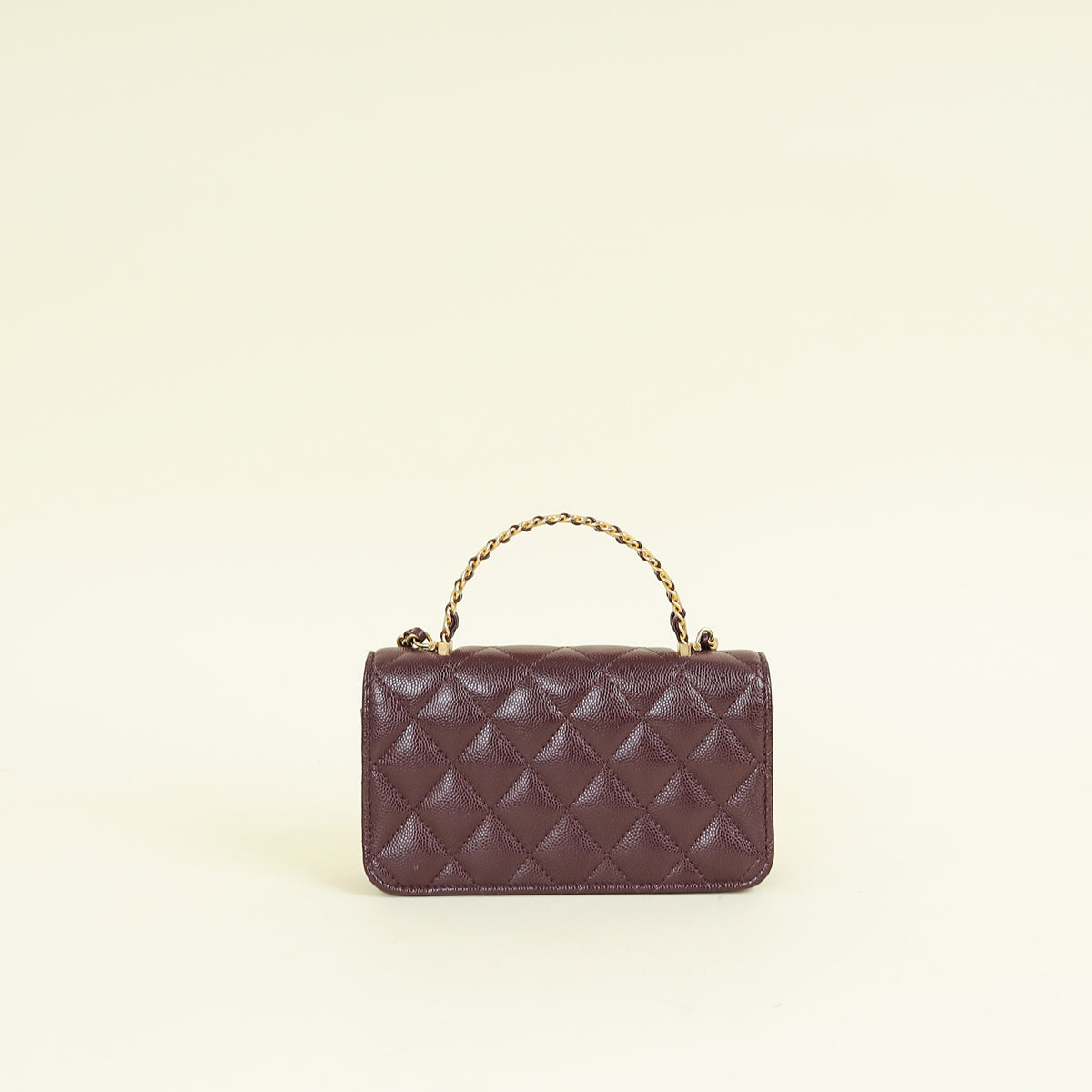 Chanel Burgundy Chain Detail Top Handle Phone Chain Bag
