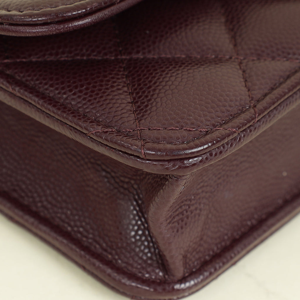 Chanel Burgundy Chain Detail Top Handle Phone Chain Bag