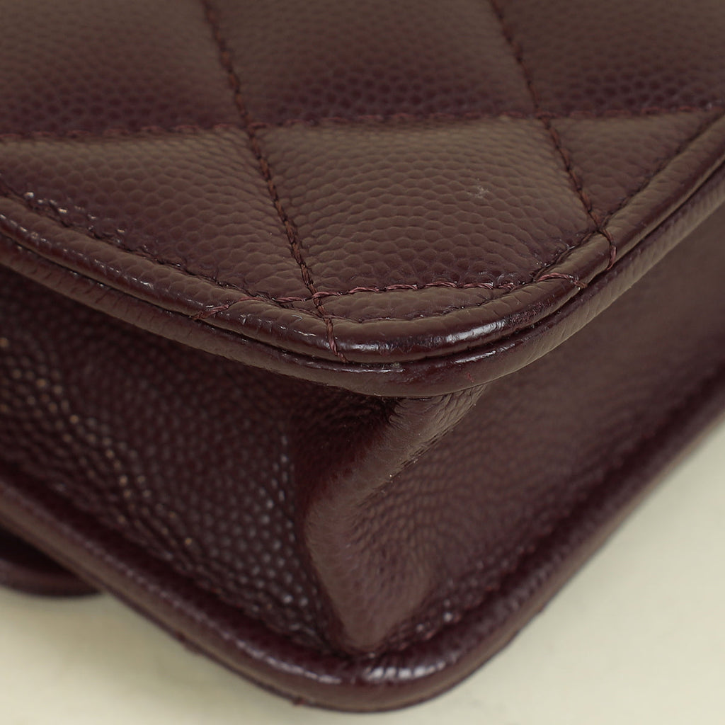 Chanel Burgundy Chain Detail Top Handle Phone Chain Bag