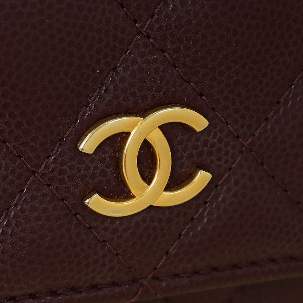 Chanel Burgundy Chain Detail Top Handle Phone Chain Bag