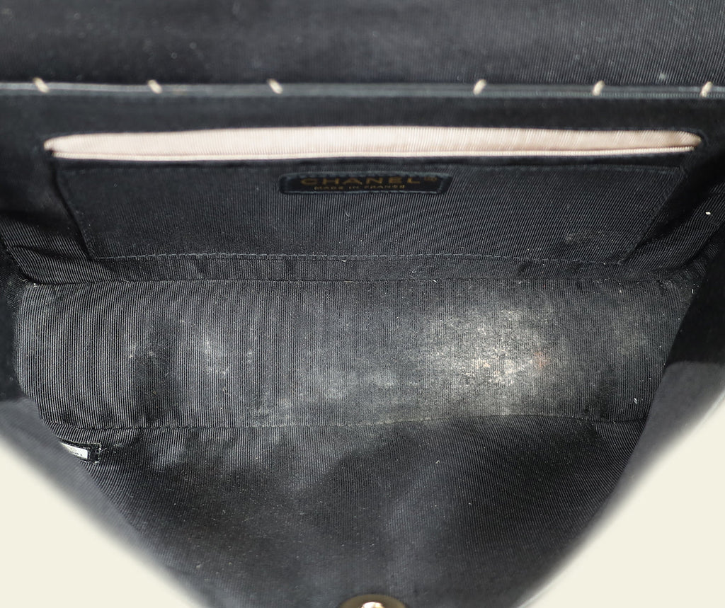 Chanel Bicolor Chevron Contrast Stitch Flap Bag