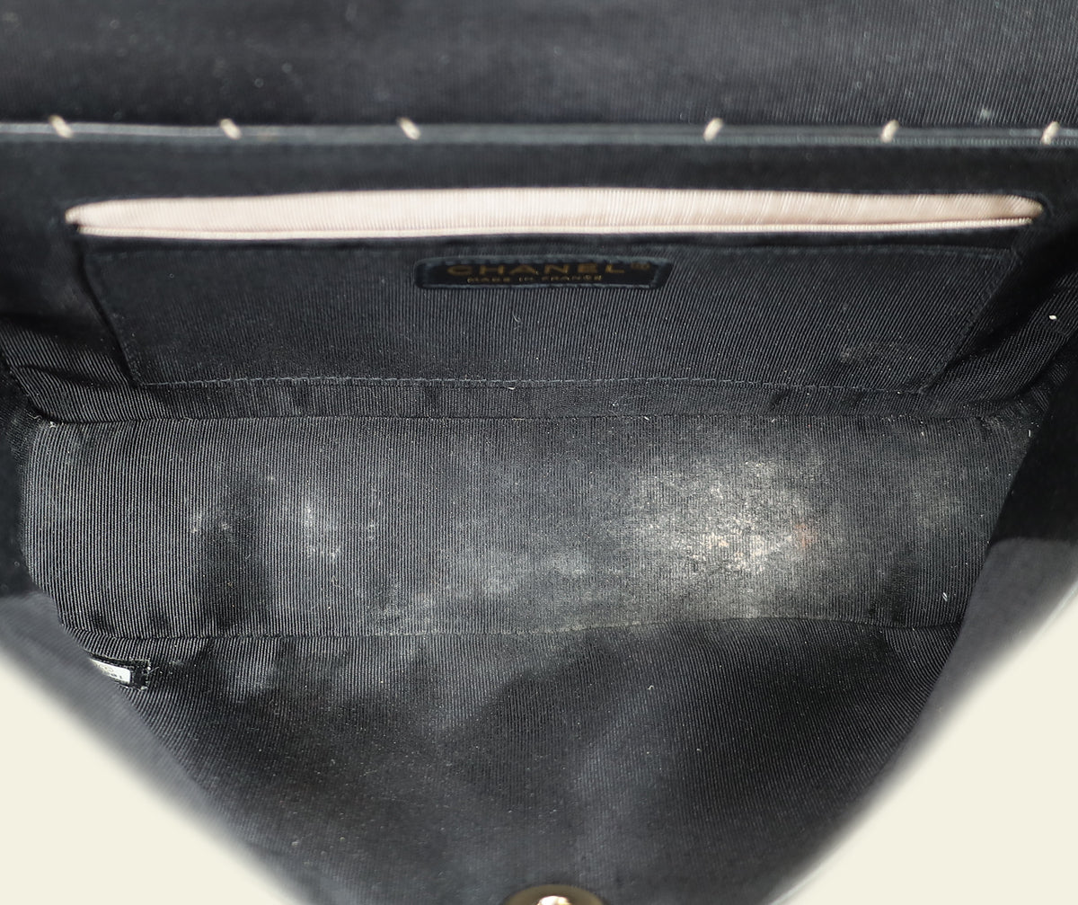 Chanel Bicolor Chevron Contrast Stitch Flap Bag
