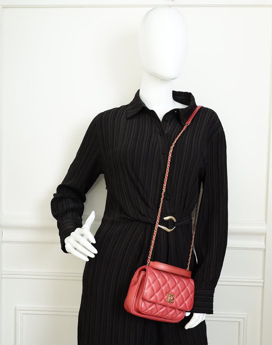 Chanel Dark Pink CC Top Handle Flap Mini Bag