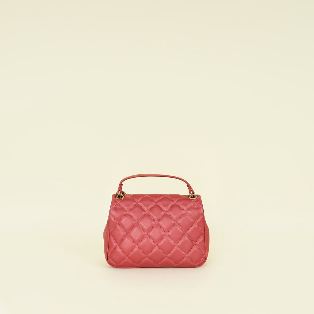 Chanel Dark Pink CC Top Handle Flap Mini Bag