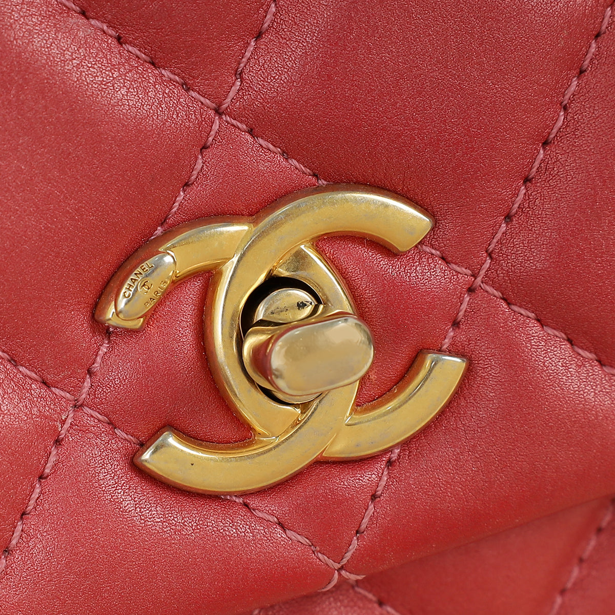 Chanel Dark Pink CC Top Handle Flap Mini Bag