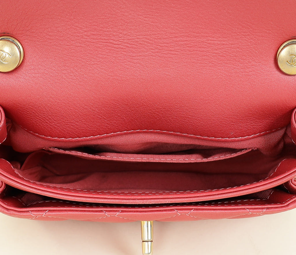Chanel Dark Pink CC Top Handle Flap Mini Bag
