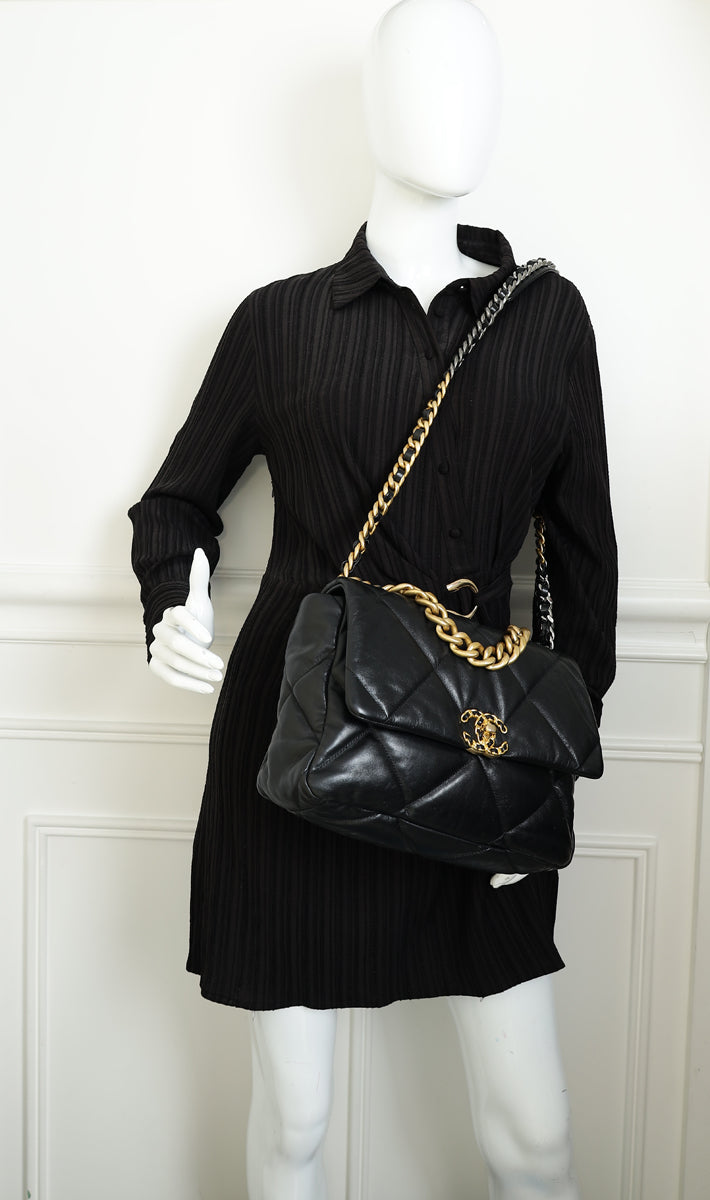 Chanel Black 19 Flap Large Shoulder Bag