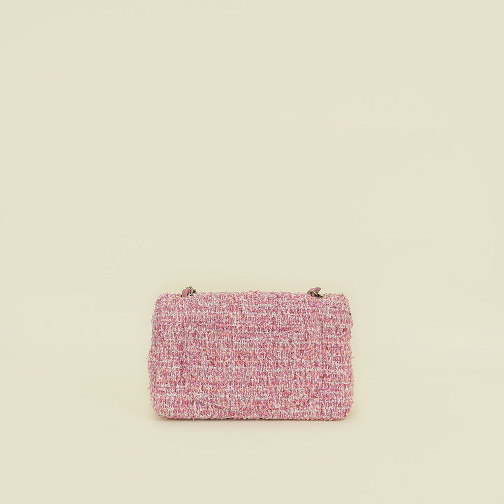 Chanel Pink CC Classic Tweed Mini Flap Bag