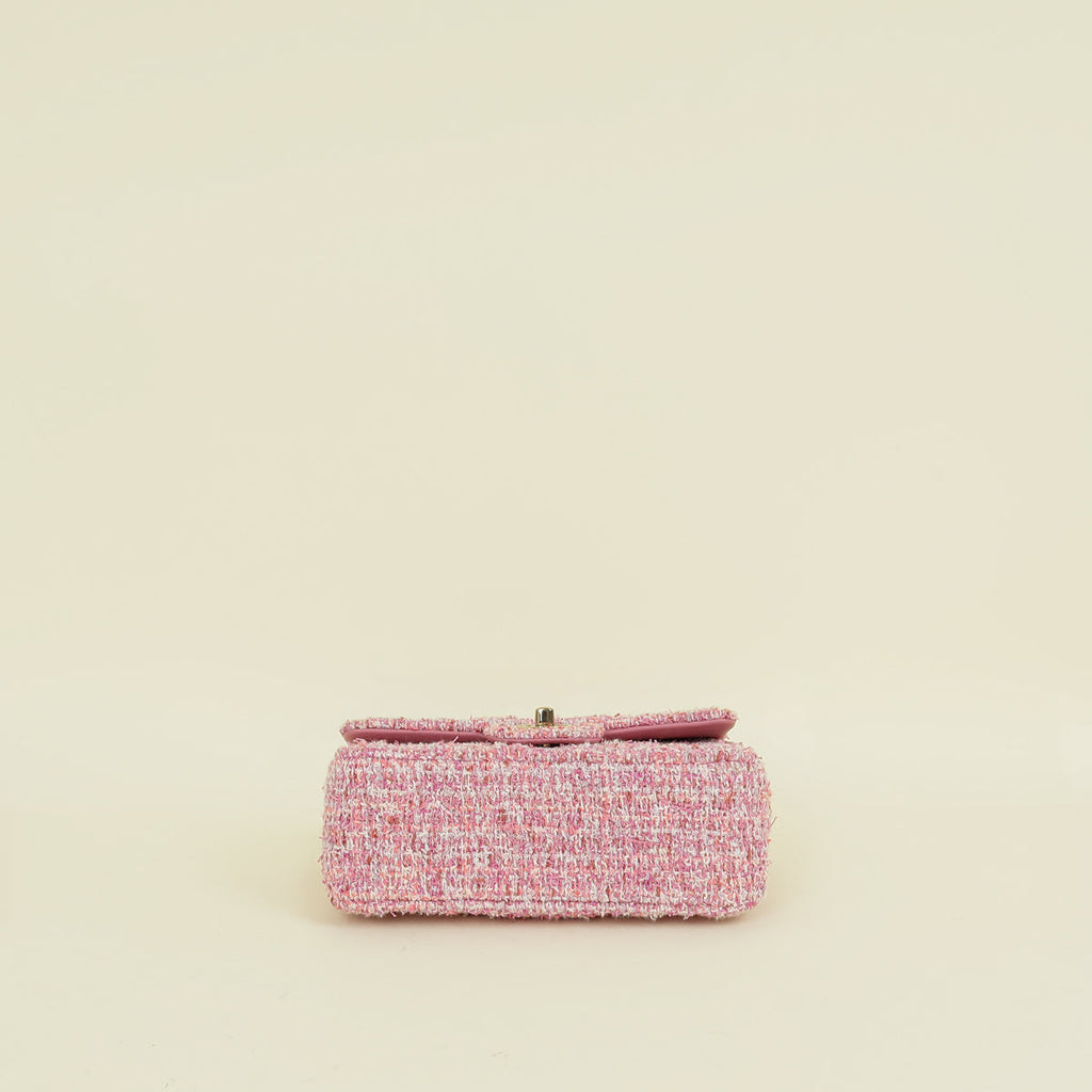 Chanel Pink CC Classic Tweed Mini Flap Bag