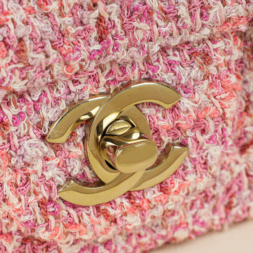 Chanel Pink CC Classic Tweed Mini Flap Bag