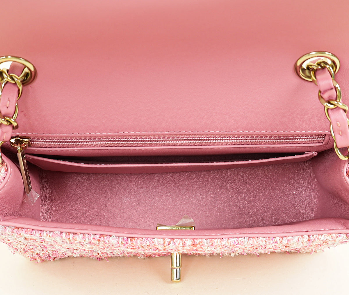 Chanel Pink CC Classic Tweed Mini Flap Bag