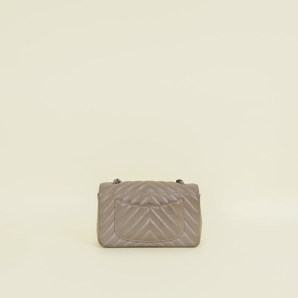 Chanel Etoupe CC Classic Chevron Mini Flap Bag