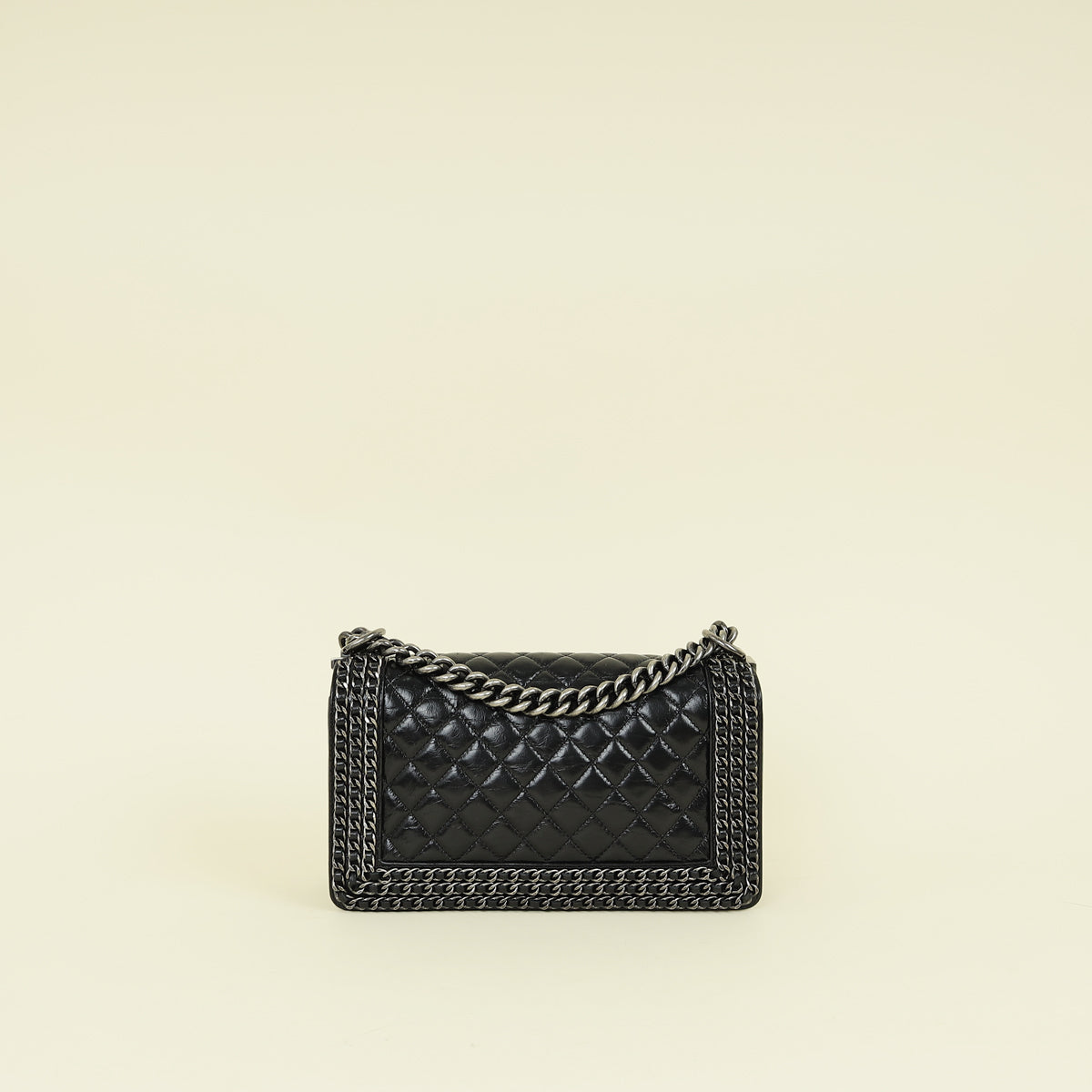 Chanel Black Chained Le Boy Flap Medium Shoulder Bag