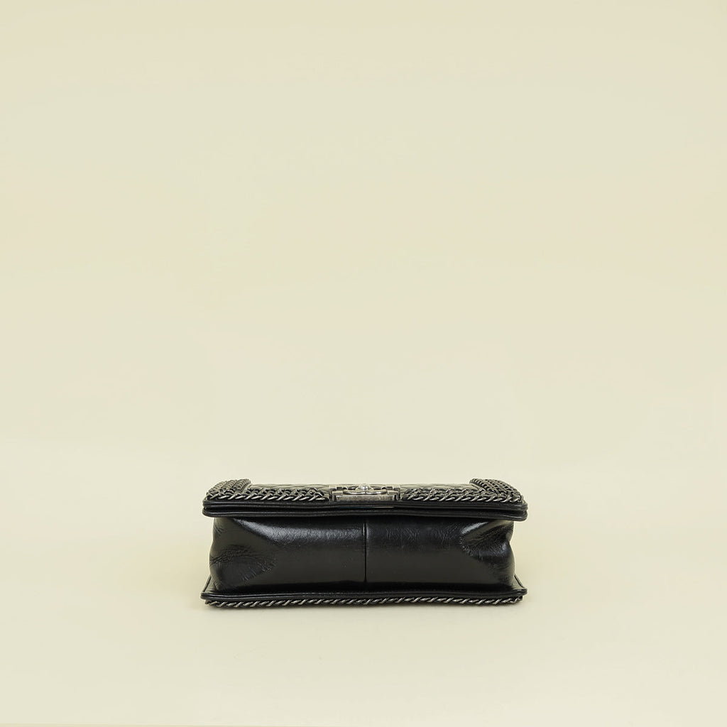Chanel Black Chained Le Boy Flap Medium Shoulder Bag