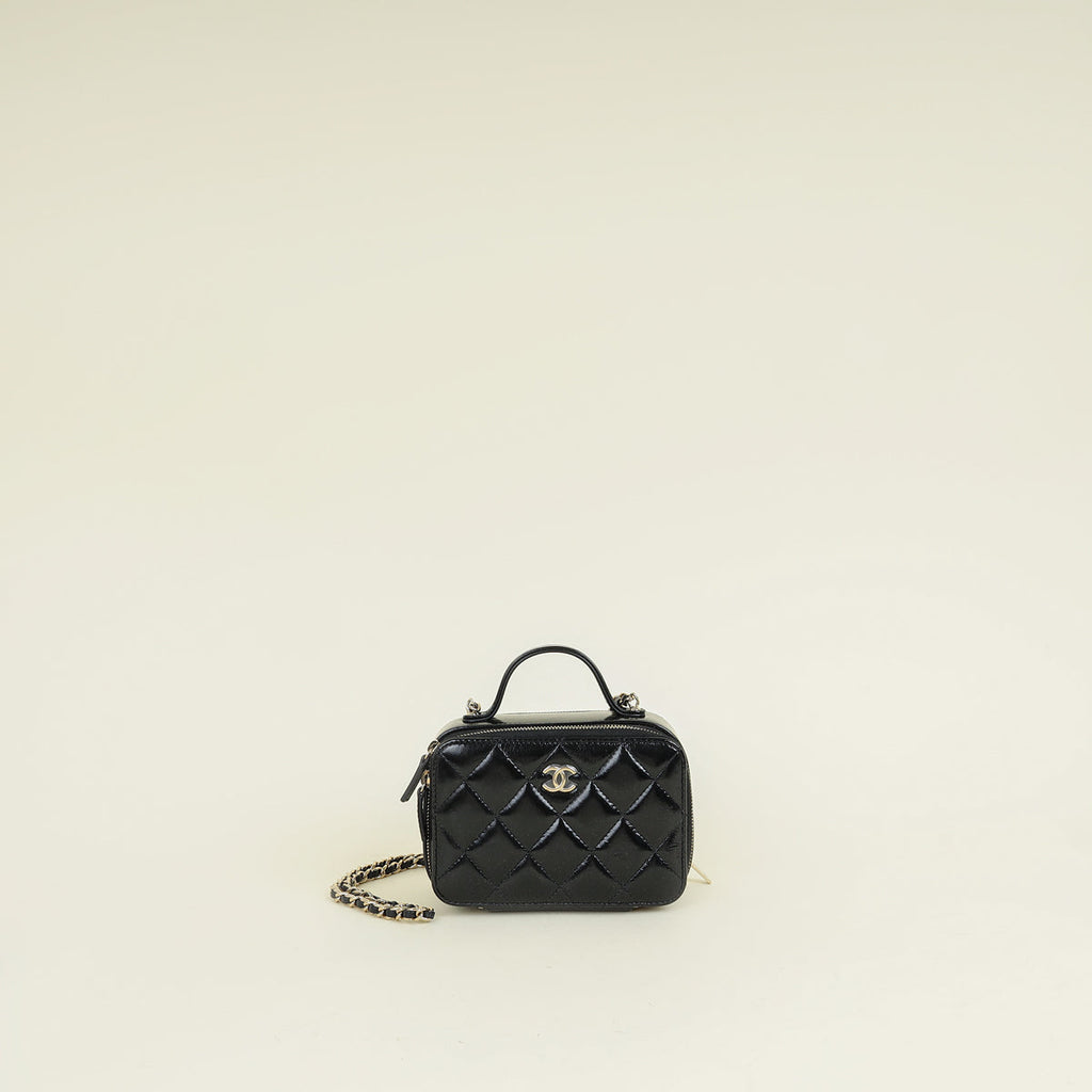 Chanel Black CC Top Handle Vanity Case Bag
