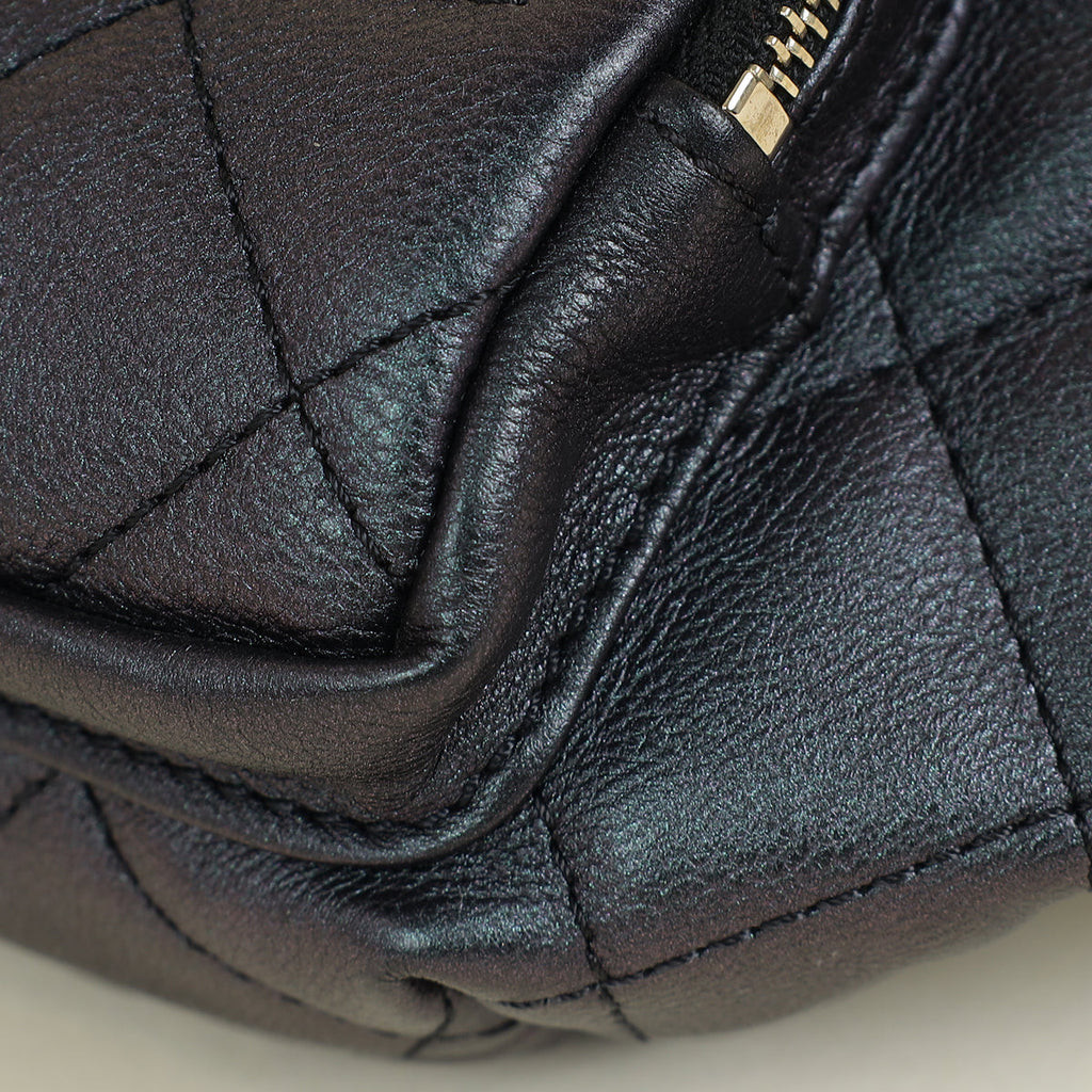 Chanel Metallic Dark Blue CC Quilted Fanny Pack Waist Bag