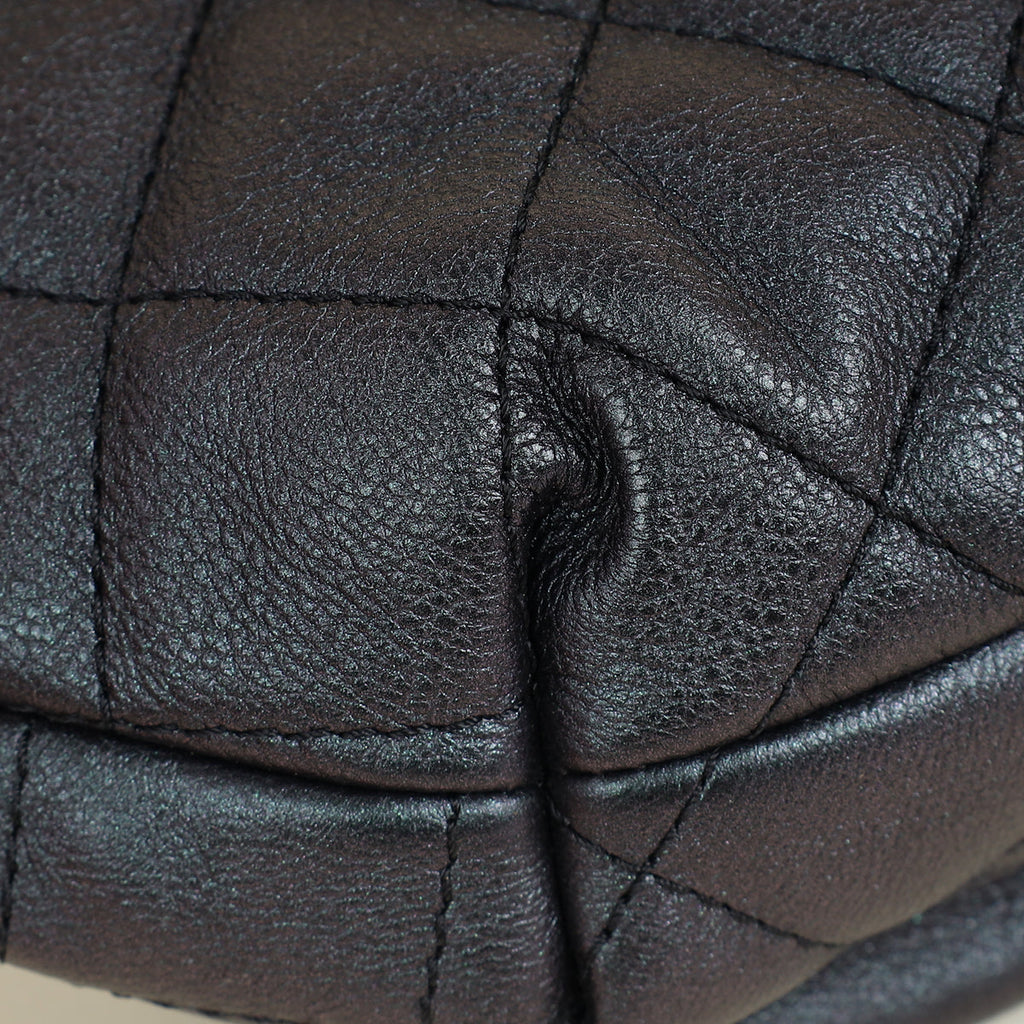 Chanel Metallic Dark Blue CC Quilted Fanny Pack Waist Bag